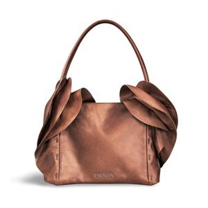 Prada | Metallic Neutral Nappa Ruffle Shoulder Bag – Rare Vintage